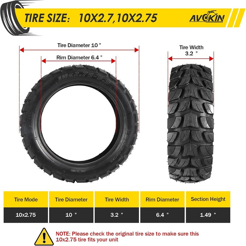 AVOKIN 10x2.75-6.5 Scooter Tire Off Road, 10 Inch Scooter Tyres,70/65-6.5 Thickened Tyre for Electric Scooter Wheels Replacement parts - Image 2